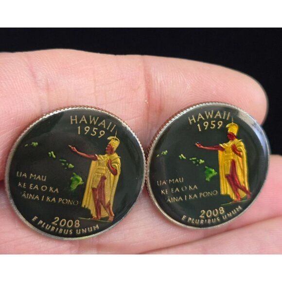 Hawai'i State Quarter-Design Cufflinks - Picture 2 of 4